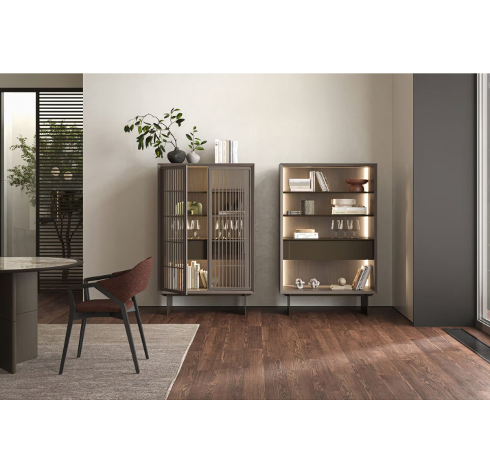 Комод OXFORD BUFFET AMERICAN WALNUT WALNUT GLASS 103X50X160 СМ. (NRM05898)