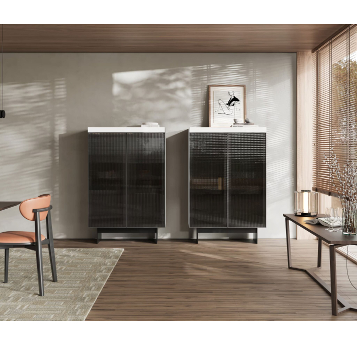 Комод ORIT BUFFET CREAM CREAM Transparent glass 110X51X160 СМ. (NRM05901)