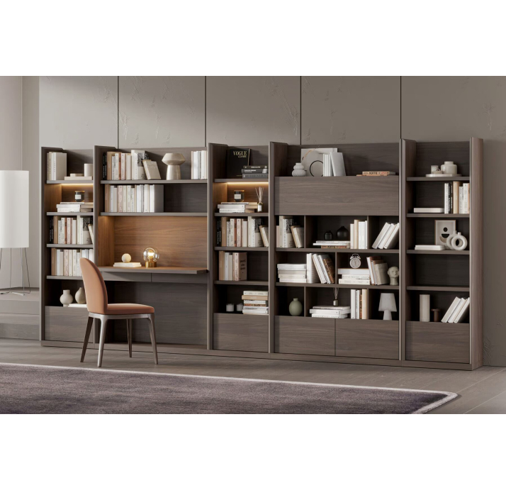 Стеллаж прямой ARAGON BOOKSHELF WALNUT WALNUT AMERICAN WALNUT 120X32X214 СМ. (NRM05979)