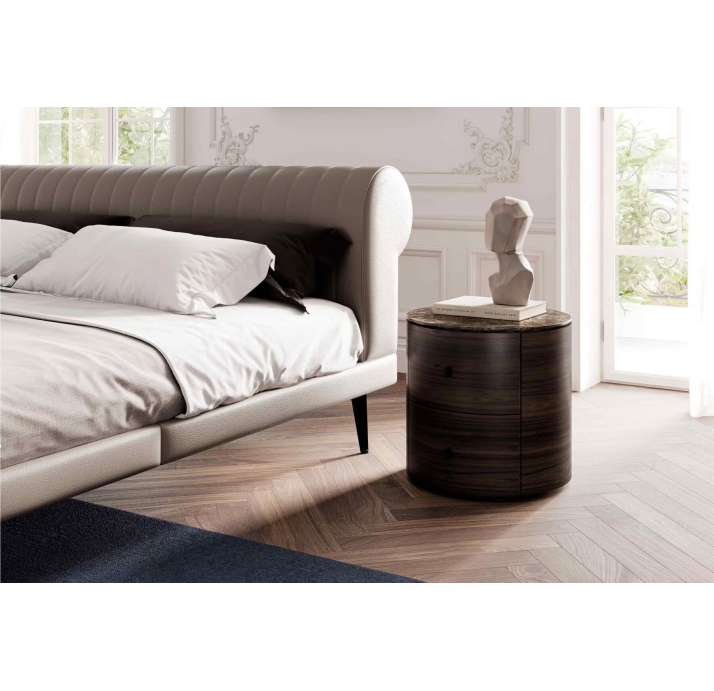 Тумба прикроватная MAYA NIGHTSTAND Natural walnut GREY MARBLE  52X52X48 СМ. (NRM06014)
