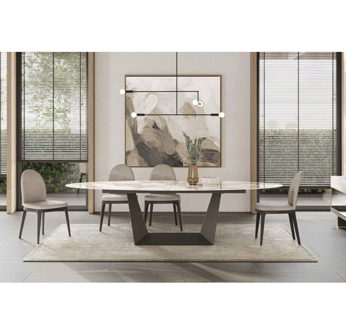 Стол обеденный AVORIO DINING TABLE BROWN GLOSSY GRAY MARBLE  275X110X75 СМ. (NRM06067)