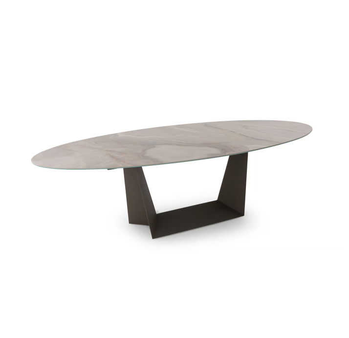 Стол обеденный AVORIO DINING TABLE BROWN GLOSSY GRAY MARBLE  275X110X75 СМ. (NRM06067)