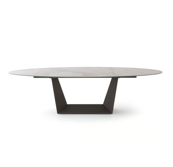 Стол обеденный AVORIO DINING TABLE BROWN GLOSSY GRAY MARBLE  200X100X75 СМ. (NRM06064)