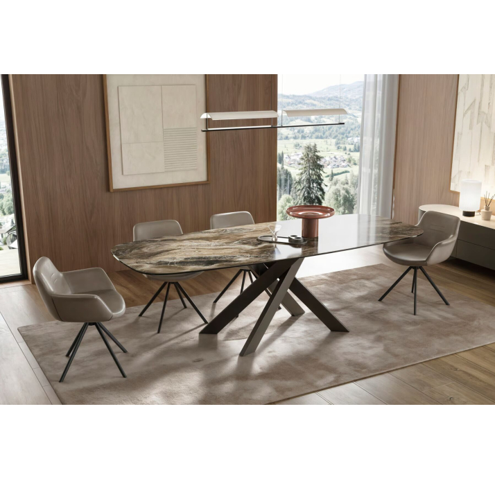 Стол обеденный AVALON DINING TABLE BROWN MATT BROWN MARBLE  240X110X75 СМ. (NRM06061)