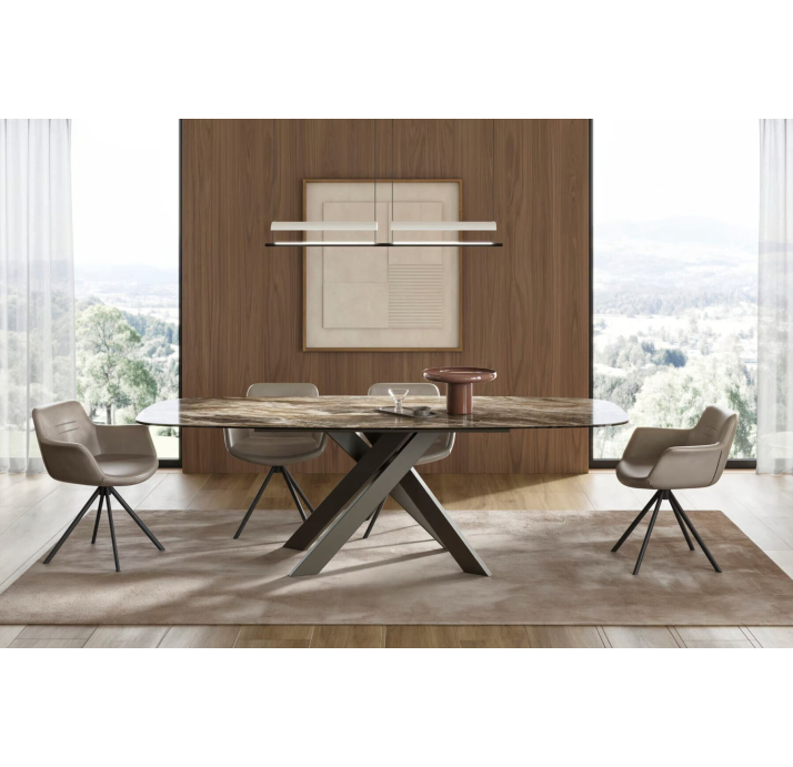 Стол обеденный AVALON DINING TABLE BROWN MATT BROWN MARBLE  240X110X75 СМ. (NRM06061)