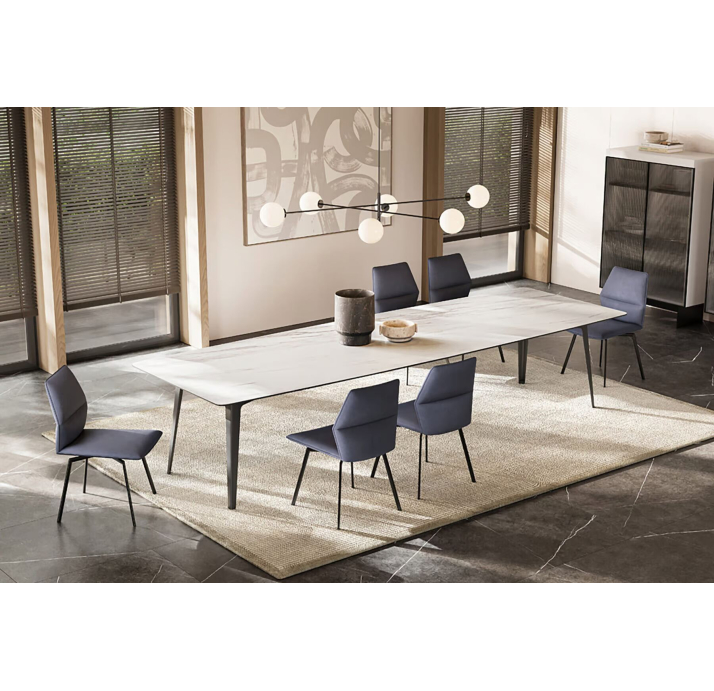 Стол обеденный Porcelain ceramic DINING TABLE BLACK GLOSSY GRAY MARBLE  240X120X76 СМ. (NRM06069)