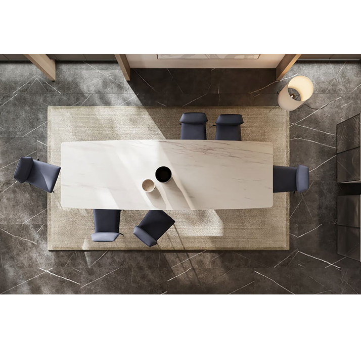 Стол обеденный Porcelain ceramic DINING TABLE BLACK GLOSSY GRAY MARBLE  240X120X76 СМ. (NRM06069)