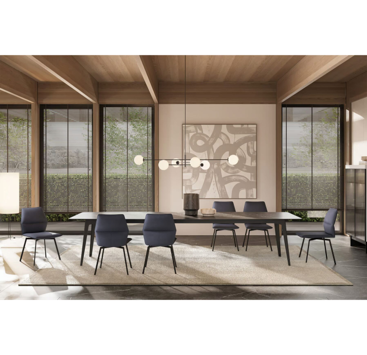 Стол обеденный Porcelain ceramic DINING TABLE BLACK GLOSSY GRAY MARBLE  240X120X76 СМ. (NRM06069)