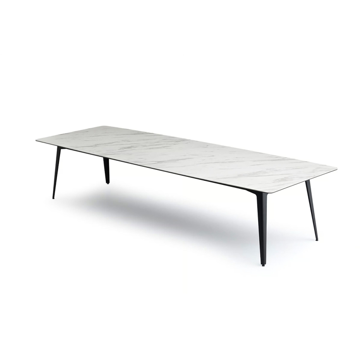 Стол обеденный Porcelain ceramic DINING TABLE BLACK GLOSSY GRAY MARBLE  240X120X76 СМ. (NRM06069)