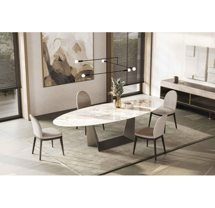 Стол обеденный AVORIO DINING TABLE BROWN GLOSSY GRAY MARBLE  240X110X75 СМ. (NRM06066)