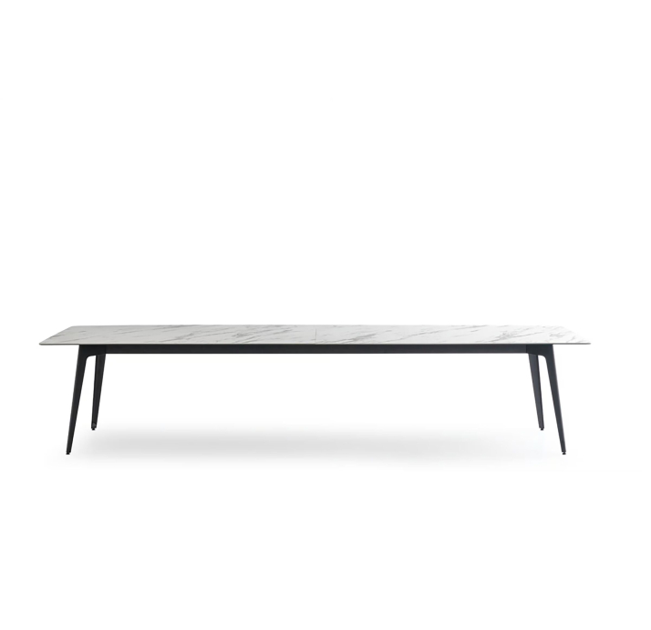 Стол обеденный Porcelain ceramic DINING TABLE BLACK GLOSSY GRAY MARBLE  290X120X76 СМ. (NRM06070)