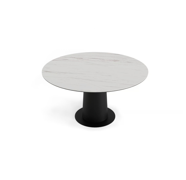 Стол обеденный SPIN DINING TABLE BLACK MATT GREY MARBLE  150X150X75 СМ. (NRM06079)