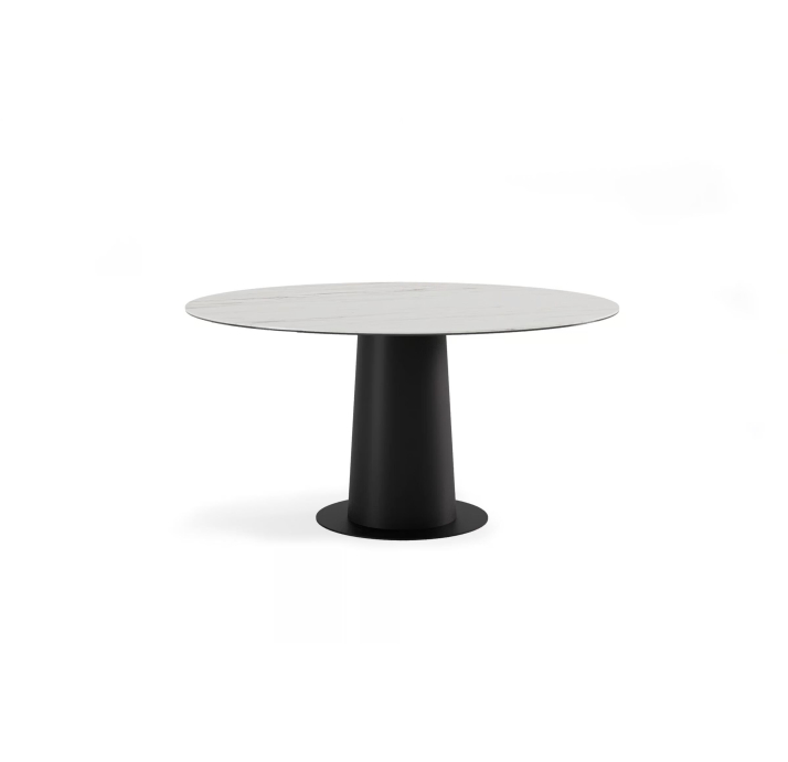 Стол обеденный SPIN DINING TABLE BLACK MATT GREY MARBLE  150X150X75 СМ. (NRM06079)