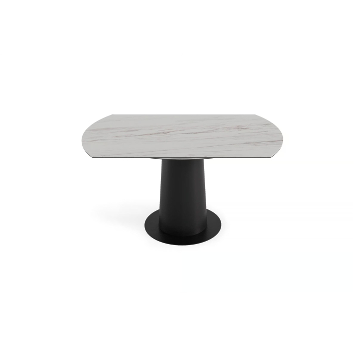 Стол обеденный SPIN DINING TABLE BLACK MATT GREY MARBLE  150X150X75 СМ. (NRM06079)