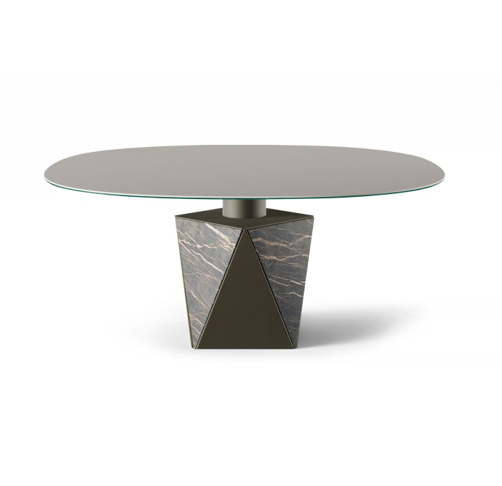 Стол обеденный PENTAGON DINING TABLE BROWN WHITE GLASS  150X150X65 СМ. (NRM06088)