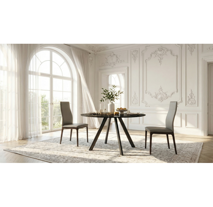 Стол обеденный AVANTI DINING TABLE BLACK PIANO MARMO NERO OPACO  135X87X76 СМ. (NRM06168)