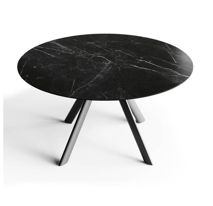 Стол обеденный AVANTI DINING TABLE BLACK PIANO MARMO NERO OPACO  135X87X76 СМ. (NRM06168)