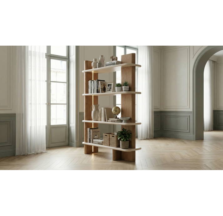 Стеллаж прямой MATILDA BOOKCASE AMERICAN WALNUT CREAM  104X36X165 СМ. (NRM06194)
