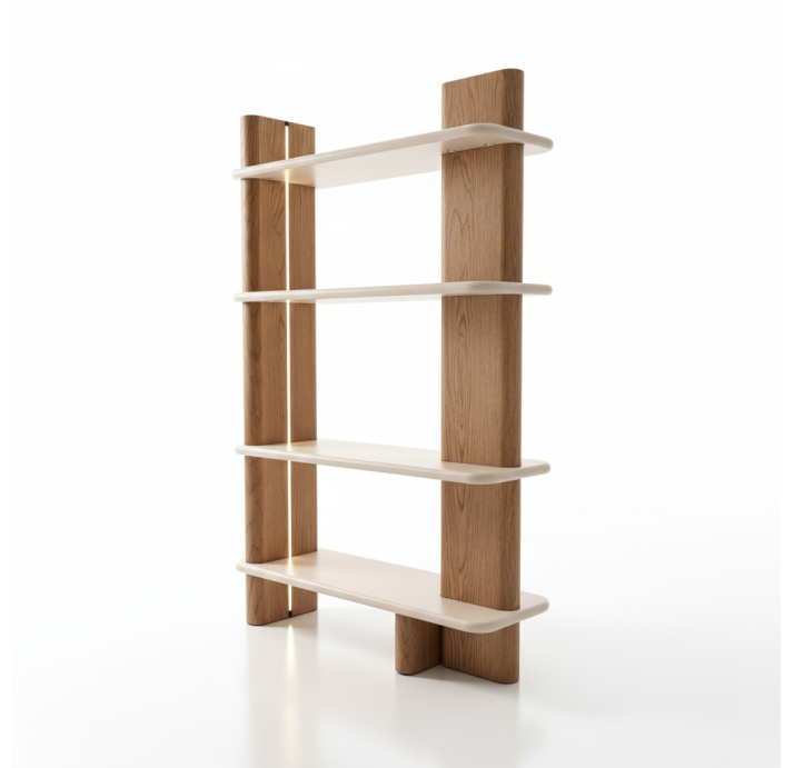 Стеллаж прямой MATILDA BOOKCASE AMERICAN WALNUT CREAM  104X36X165 СМ. (NRM06194)