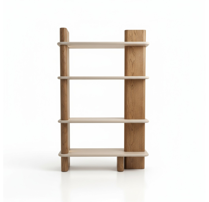 Стеллаж прямой MATILDA BOOKCASE AMERICAN WALNUT CREAM  104X36X165 СМ. (NRM06194)