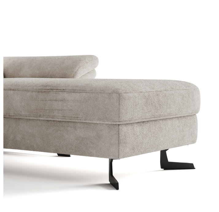 Диван PIANO B100-300-160L/54/VIVA OFFWHITE/BULTEX/01 BLACK/