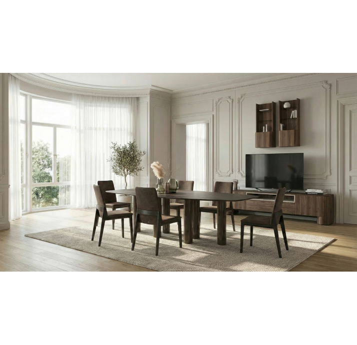 Стол обеденный MORIA DINING TABLE Matte Fuga 2015 Anthracite Walnut Veneer  275X130X75 СМ. (FUG00287