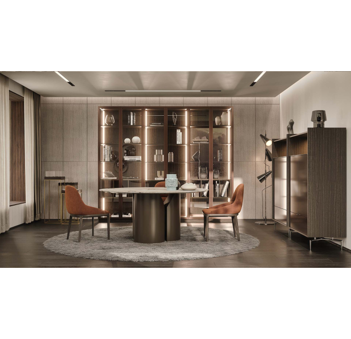 Шкаф напольный PERSONA Bookcase 3 Section 6 Door Aluminium Transparent glass 265X45X227 СМ. (FUG0028