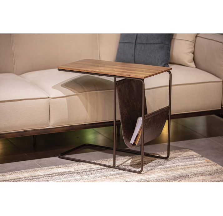 Стол журнальный VETA C NESTING TABLE Glossy metal Anthracite Walnut Veneer  61X32X56 СМ. (FUG00292)