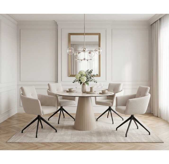 Стул крутящийся ALVA SWIVEL CHAIR BUBBLE OFFWHITE  F101BLACK (ROM06719)