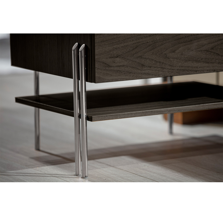 Тумба прикроватная INKA NIGHTSTAND RIGHT MODULE Anthracite walnut veneer MIRROR PLAIN GLOSSY 63X45X4