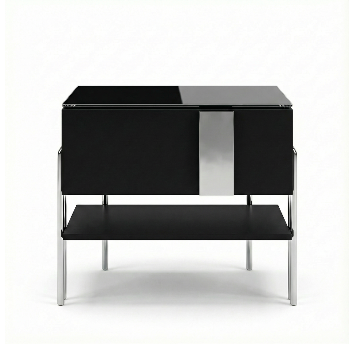 Тумба прикроватная INKA NIGHTSTAND RIGHT MODULE Anthracite walnut veneer MIRROR PLAIN GLOSSY 63X45X4