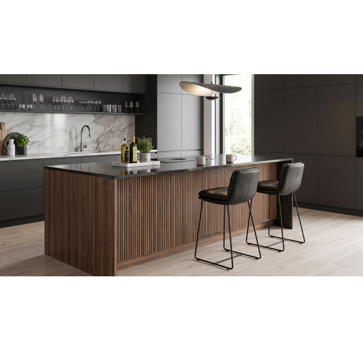 Стул барный CLASS без подлокотника BAR STOOL КОЖА (Cat. D) OVIS BLACK LEATHER  Черный (NRM06437)