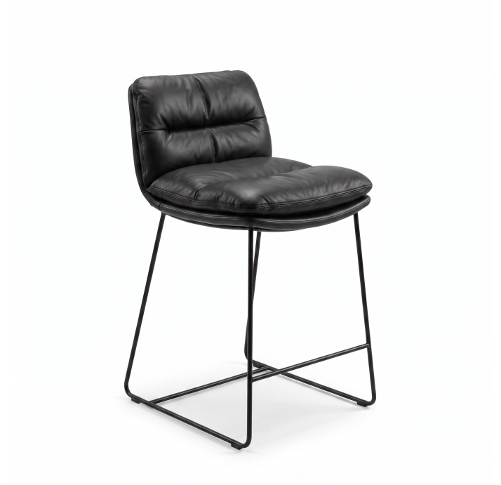 Стул барный CLASS без подлокотника BAR STOOL КОЖА (Cat. D) OVIS BLACK LEATHER  Черный (NRM06437)