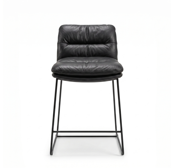 Стул барный CLASS без подлокотника BAR STOOL КОЖА (Cat. D) OVIS BLACK LEATHER  Черный (NRM06437)