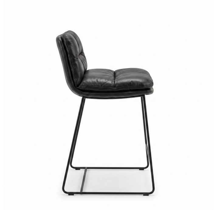 Стул барный CLASS без подлокотника BAR STOOL КОЖА (Cat. D) OVIS BLACK LEATHER  Черный (NRM06437)