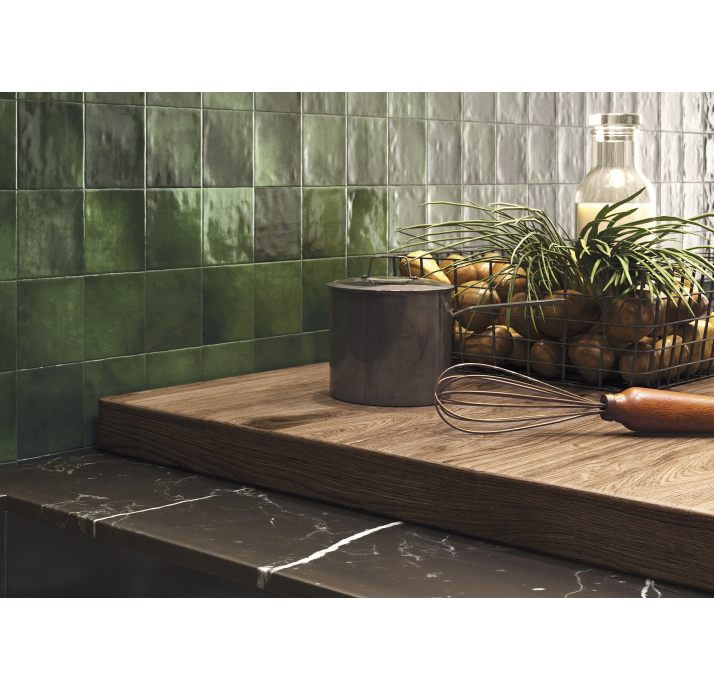 Керамическая плитка ZELLIGE OLIVE 10X10X9,8 Поверхность: Полированная (NCR07619)