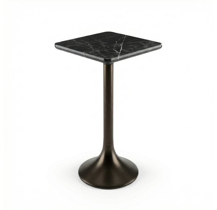 Стол приставной HERMES SIDE TABLE Black Walnut rivera marble  26X26X63 СМ. (FUG00312)