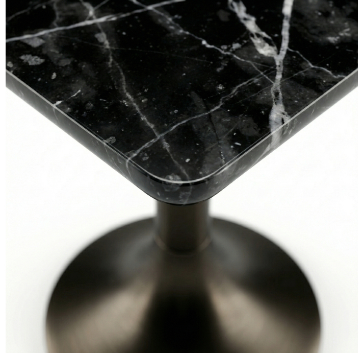 Стол приставной HERMES SIDE TABLE Black Walnut rivera marble  26X26X63 СМ. (FUG00312)