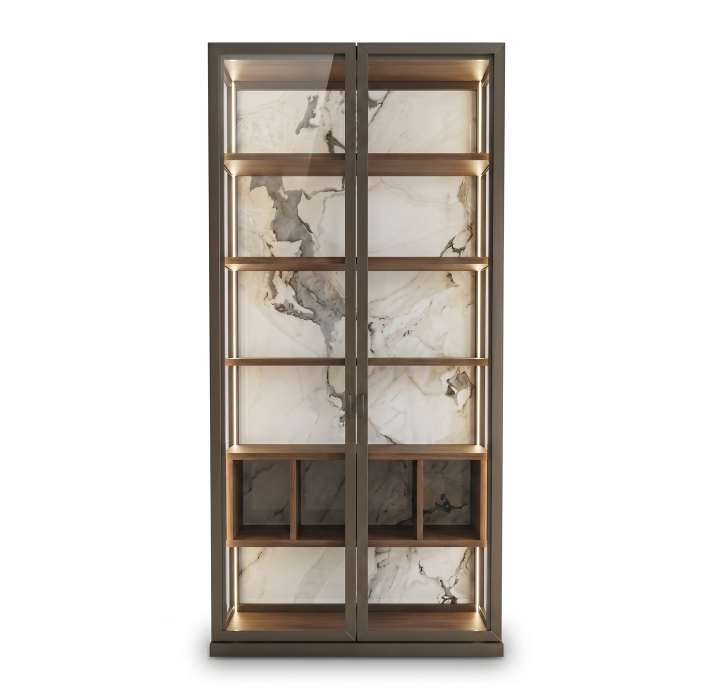 Шкаф напольный VOYD SHOWCASE Anthracite walnut veneer GLASS 90X45X227 СМ. (FUG00345)