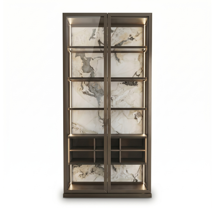 Шкаф напольный VOYD SHOWCASE Anthracite walnut veneer GLASS 90X45X227 СМ. (FUG00344)
