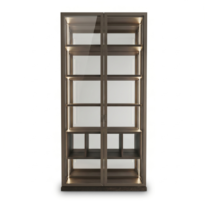 Шкаф напольный VOYD SHOWCASE Anthracite walnut veneer GLASS 90X45X227 СМ. (FUG00346)