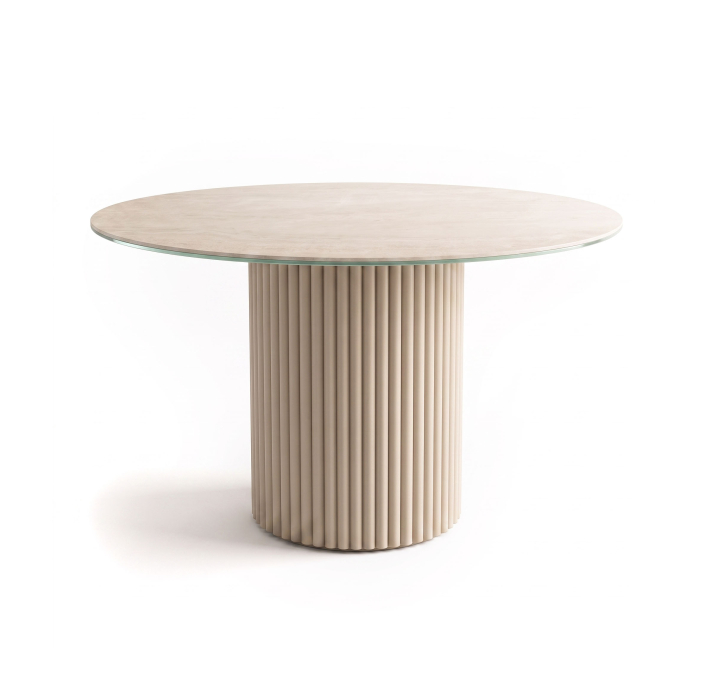Стол обеденный SALVATORE DINING TABLE QGTT GOLD TRAVERTINE  120X120X75 СМ. (NRM06650)