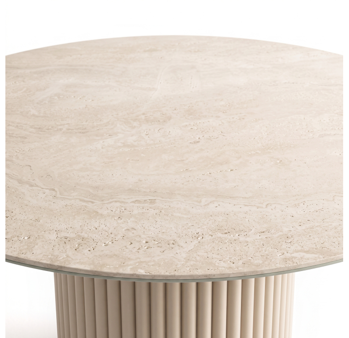 Стол обеденный SALVATORE DINING TABLE QGTT GOLD TRAVERTINE  120X120X75 СМ. (NRM06650)