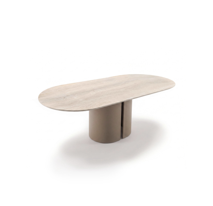 Стол обеденный CRESCEND DINING TABLE QGTT GOLD TRAVERTINE 220X100X75 СМ. (NRM06715)