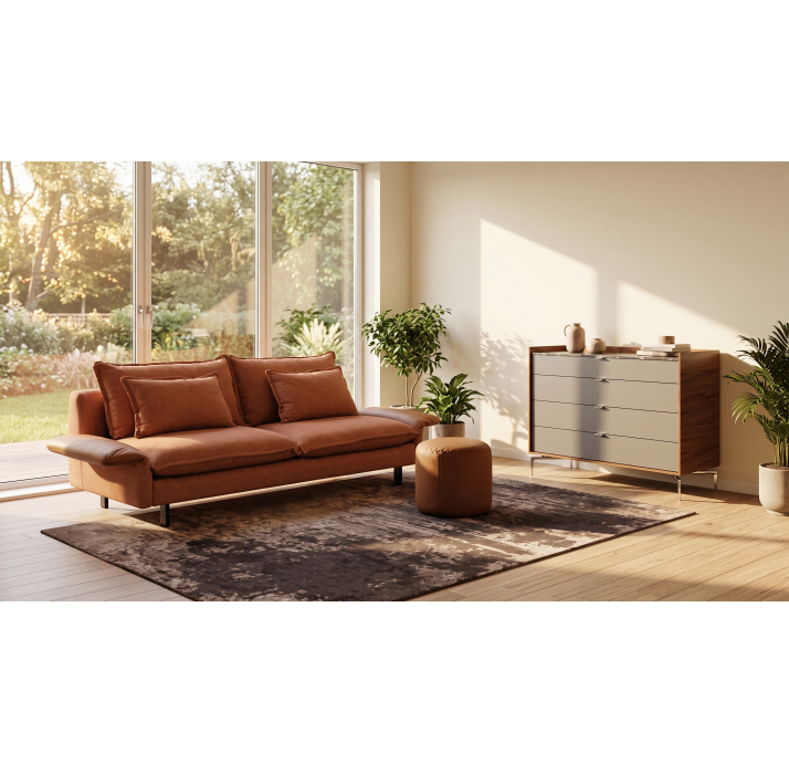 Диван CAPRI B96-210-96B/ 24488-31562 KAHVE/MIURA 608 ÇİKOLATA//встроенные/