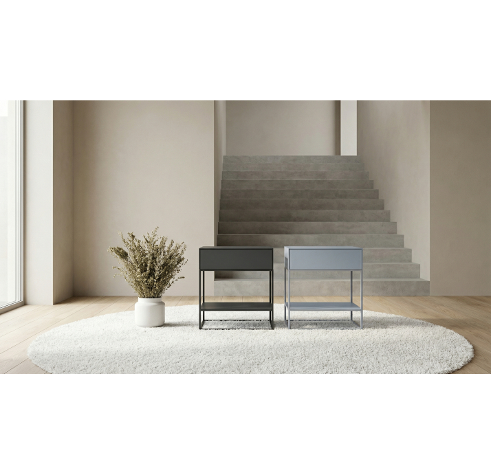 Тумба прикроватная VIENNA NIGHTSTAND BLACK BLKC GLASS BLKC GLASS 42X42X56 СМ. (NRM00403)