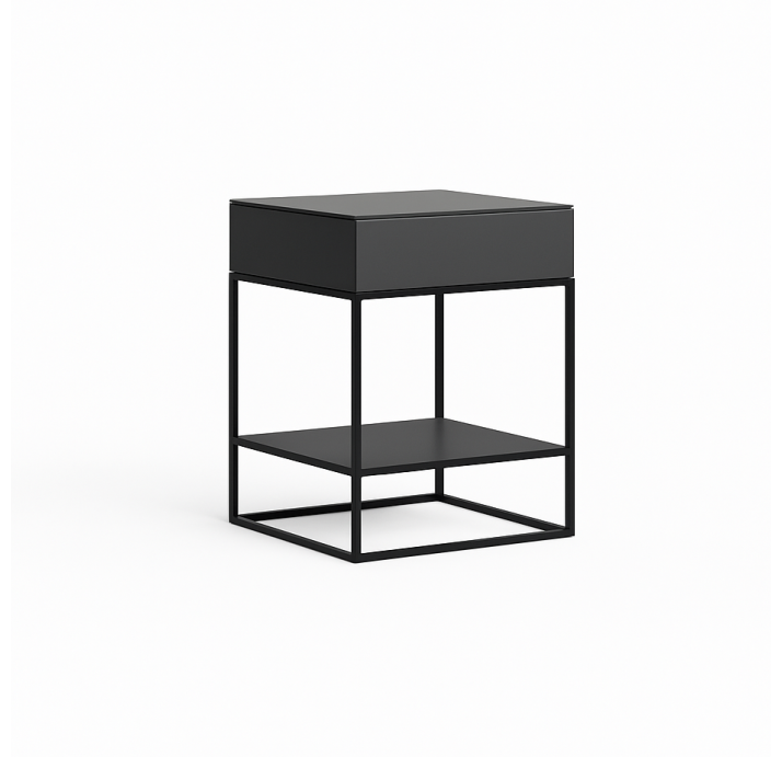 Тумба прикроватная VIENNA NIGHTSTAND BLACK BLKC GLASS BLKC GLASS 42X42X56 СМ. (NRM00403)